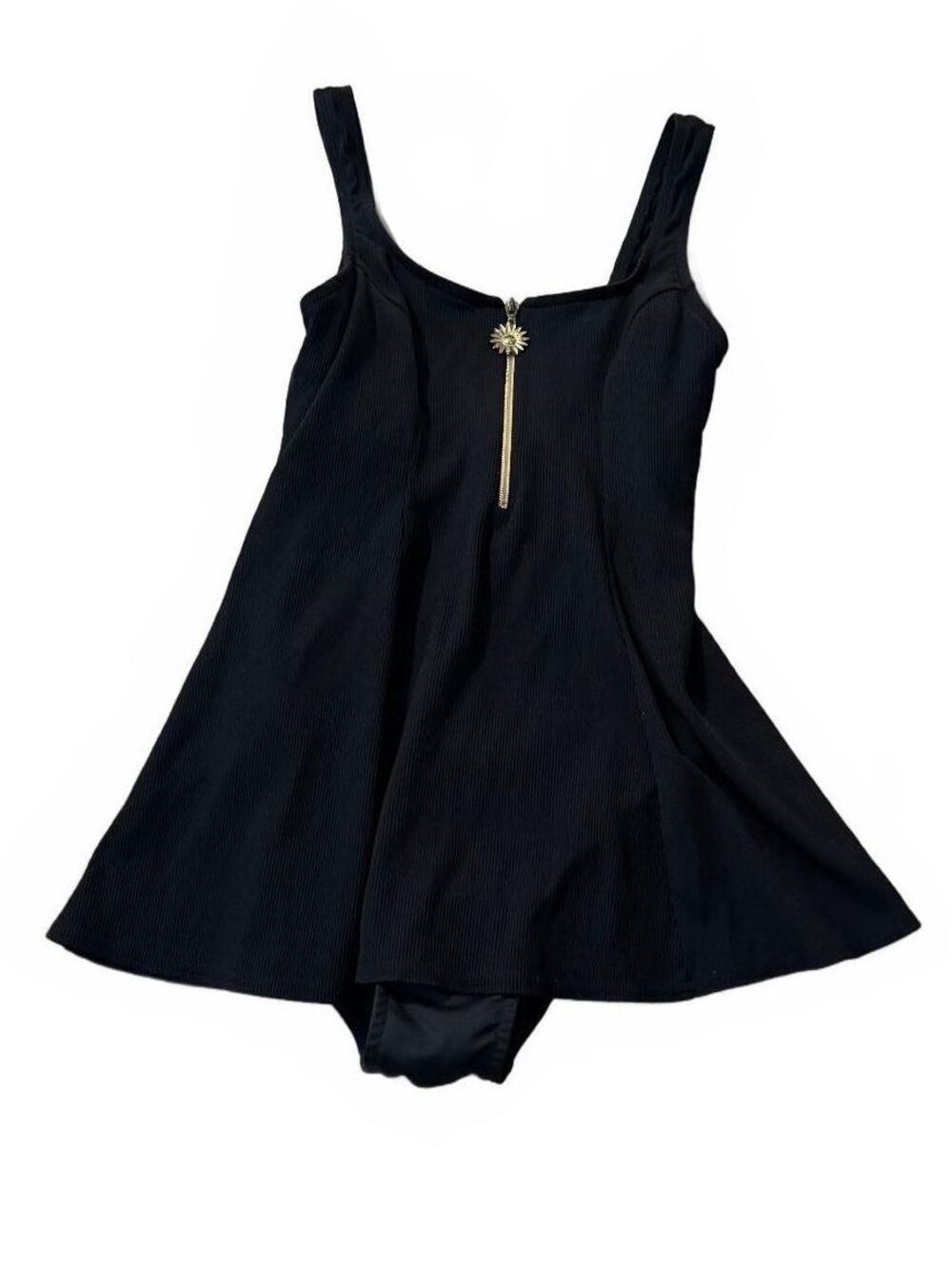 Pacific Connections Swimsuit 12 Women Onepiece Dress Black Ribbed Sleeveless